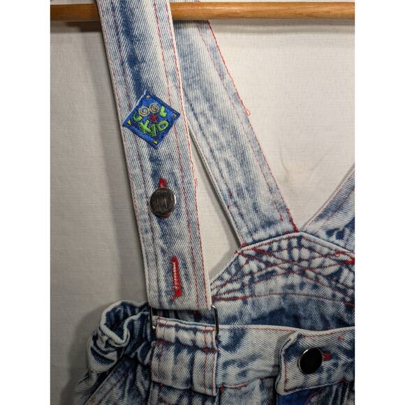 Certified Kid Acid Wash Vintage Shortalls Overalls Dungarees Sz 6 90s Y2K Unisex - Picture 3 of 6